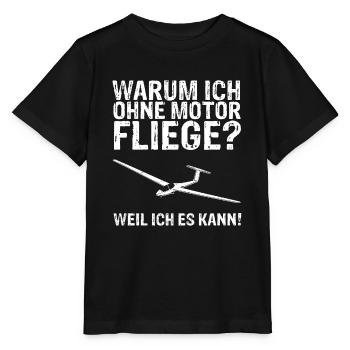 Warum ich ohne Motor fliege weil ich es kann - Seg - Stanley/Stella Kinder T-Shirt MINI CREATOR  - Schwarz - Vorne - Mikhail (115cm)