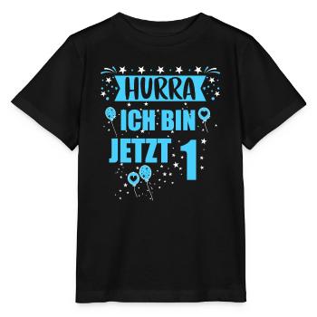HURRA ICH BIN JETZT 1 - Stanley/Stella Kinder T-Shirt MINI CREATOR  - Schwarz - Vorne - Mikhail (115cm)