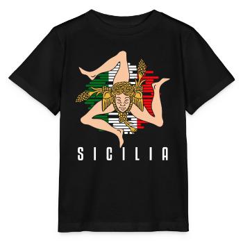 Sicily flag Sicily Palermo Italy - Stanley/Stella MINI CREATOR Kids’ T-Shirt - black - Front - Mikhail (115cm)