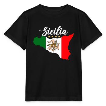 Sicily flag Sicily Palermo Italy - Stanley/Stella MINI CREATOR Kids’ T-Shirt - black - Front - Mikhail (115cm)