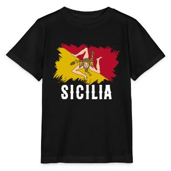 Sicily flag Sicily Palermo Italy - Stanley/Stella MINI CREATOR Kids’ T-Shirt - black - Front - Mikhail (115cm)