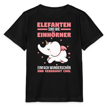 Dickhäuter Rüsseltier Einhorn Elefant - Stanley/Stella Kinder T-Shirt MINI CREATOR  - Schwarz - Vorne - Mikhail (115cm)