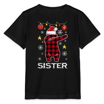 Plaid Bear Dabbing für Sis Dezember Weihnachten - Stanley/Stella Kinder T-Shirt MINI CREATOR  - Schwarz - Vorne - Mikhail (115cm)