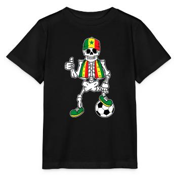 Senegalesisches Fußballfan Skelett - Stanley/Stella Kinder T-Shirt MINI CREATOR  - Schwarz - Vorne - Mikhail (115cm)