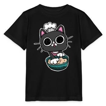 Kitty making Biscuits Cat Black - Stanley/Stella MINI CREATOR Kids’ T-Shirt - black - Front - Mikhail (115cm)