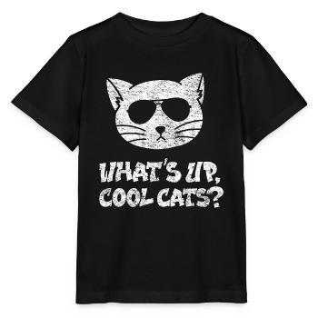 What's Up Cool Cats Funny Cat With Sunglasses - Stanley/Stella MINI CREATOR Kids’ T-Shirt - black - Front - Mikhail (115cm)
