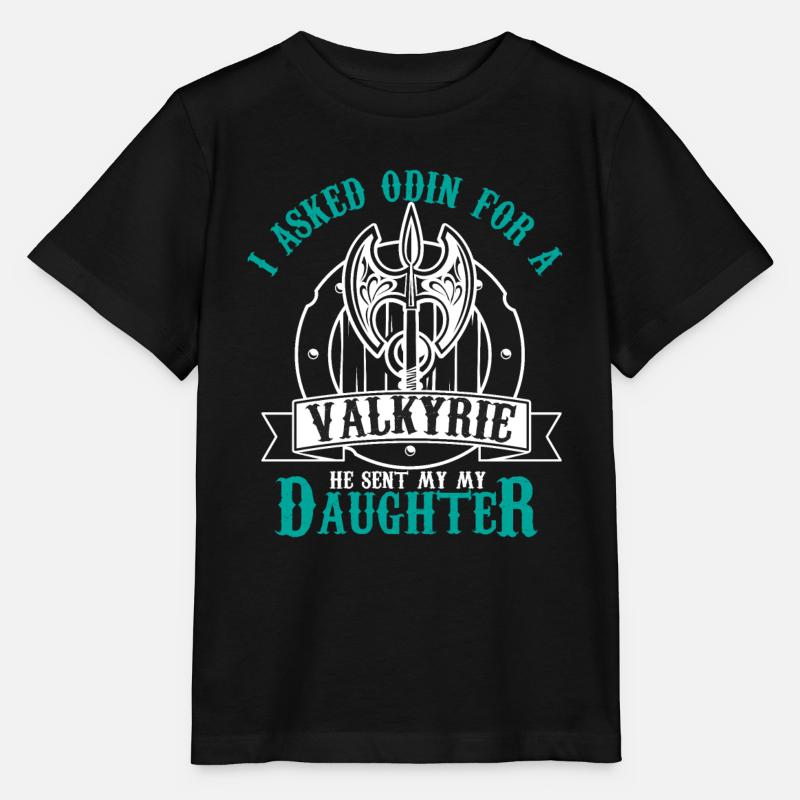 J’ai demandé à odin un design valkyrie - T-shirt bio MINI CREATOR Stanley/Stella Enfant - noir