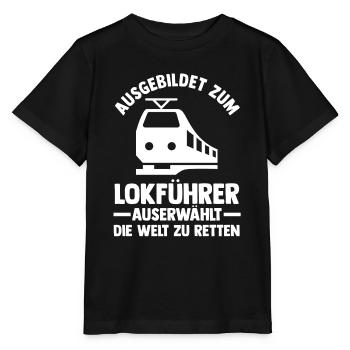 Eisenbahn Dampflok Lokomotive Lokführer - Stanley/Stella Kinder T-Shirt MINI CREATOR  - Schwarz - Vorne - Mikhail (115cm)