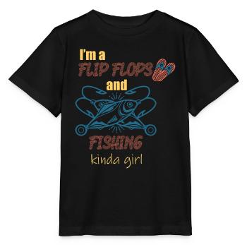 Ich bin ein Flip Flop und Fischer Mädchen - Stanley/Stella Kinder T-Shirt MINI CREATOR  - Schwarz - Vorne - Mikhail (115cm)