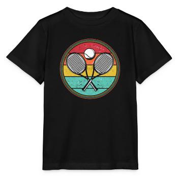 Tennis Player Retro Sunset Racket Ball - Stanley/Stella MINI CREATOR Kids’ T-Shirt - black - Front - Mikhail (115cm)