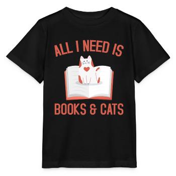 All I need is books - Stanley/Stella Kinder T-Shirt MINI CREATOR  - Schwarz - Vorne - Mikhail (115cm)