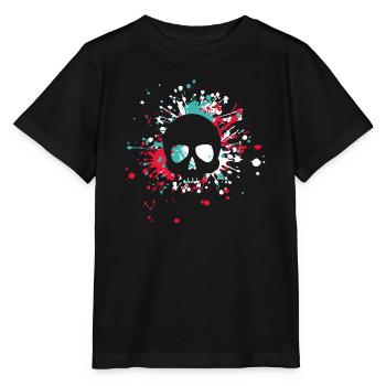 Éclaboussure de couleur de crâne d'Halloween - T-shirt bio MINI CREATOR Stanley/Stella Enfant - noir - Devant - Mikhail (115cm)
