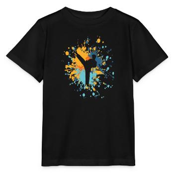 Éclaboussure de couleur Karaté Highkick - T-shirt bio MINI CREATOR Stanley/Stella Enfant - noir - Devant - Mikhail (115cm)