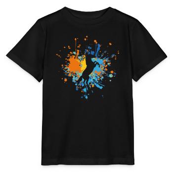 Grande éclaboussure de couleur de cheval - T-shirt bio MINI CREATOR Stanley/Stella Enfant - noir - Devant - Mikhail (115cm)