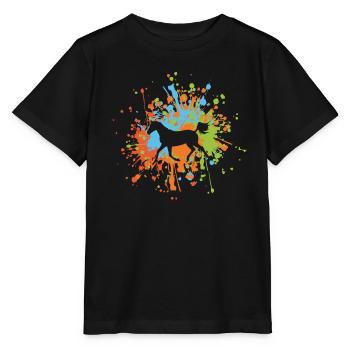 Éclaboussure de couleur de cheval - T-shirt bio MINI CREATOR Stanley/Stella Enfant - noir - Devant - Mikhail (115cm)