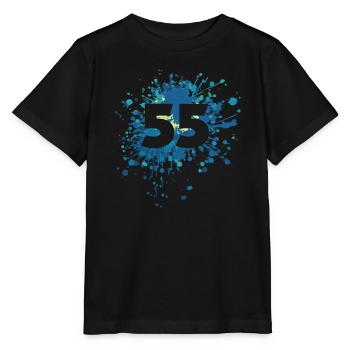 Numéro 55e éclaboussure de couleur - T-shirt bio MINI CREATOR Stanley/Stella Enfant - noir - Devant - Mikhail (115cm)