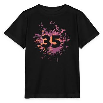 Numéro 35e éclaboussure de couleur - T-shirt bio MINI CREATOR Stanley/Stella Enfant - noir - Devant - Mikhail (115cm)