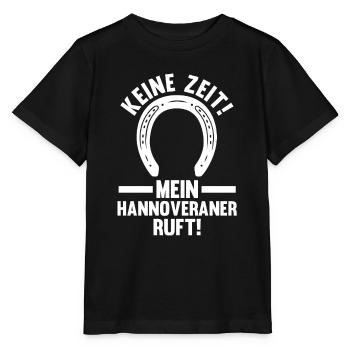 Pferd Reitsport Reiten Pferdesport Hannoveraner - Stanley/Stella Kinder T-Shirt MINI CREATOR  - Schwarz - Vorne - Mikhail (115cm)