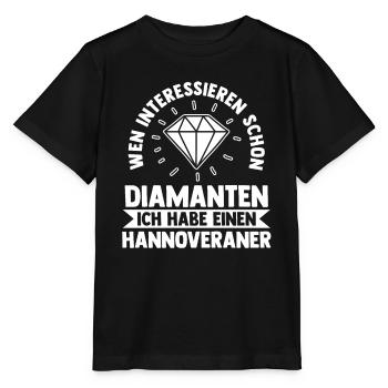 Pferd Reitsport Reiten Pferdesport Hannoveraner - Stanley/Stella Kinder T-Shirt MINI CREATOR  - Schwarz - Vorne - Mikhail (115cm)