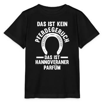 Pferd Reitsport Reiten Pferdesport Hannoveraner - Stanley/Stella Kinder T-Shirt MINI CREATOR  - Schwarz - Vorne - Mikhail (115cm)