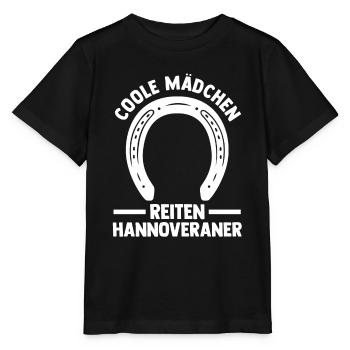 Pferd Reitsport Reiten Pferdesport Hannoveraner - Stanley/Stella Kinder T-Shirt MINI CREATOR  - Schwarz - Vorne - Mikhail (115cm)