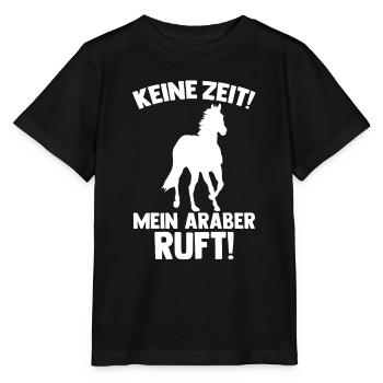 Pferd Reitsport Reiten Pferdesport Araber - Stanley/Stella Kinder T-Shirt MINI CREATOR  - Schwarz - Vorne - Mikhail (115cm)