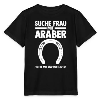 Pferd Reitsport Reiten Pferdesport Araber - Stanley/Stella Kinder T-Shirt MINI CREATOR  - Schwarz - Vorne - Mikhail (115cm)