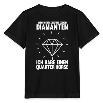 Pferd Reitsport Reiten Pferdesport Quarter Horse - Stanley/Stella Kinder T-Shirt MINI CREATOR  - Schwarz - Vorne - Mikhail (115cm)