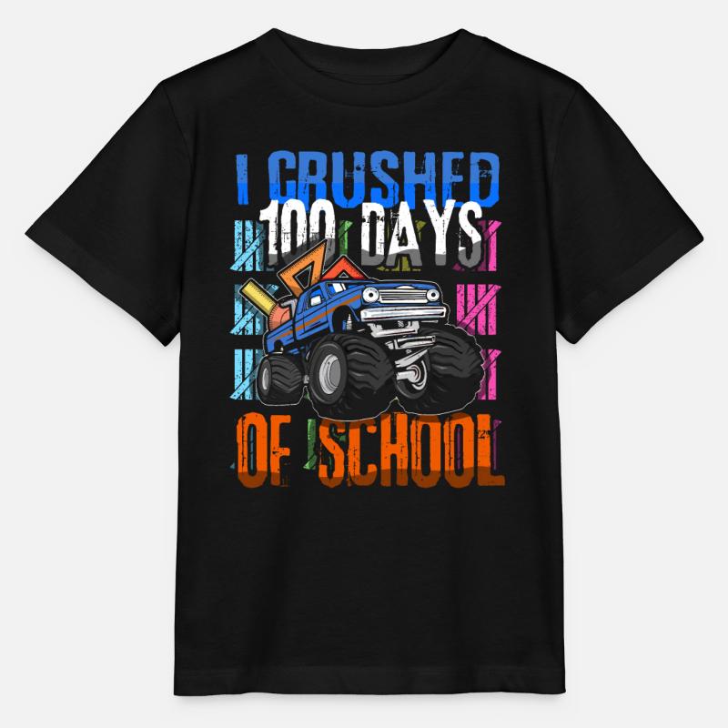 Zerquetschter 100. Tag Monstertruck 100 Tag Schule - Stanley/Stella Kinder T-Shirt MINI CREATOR  - Schwarz