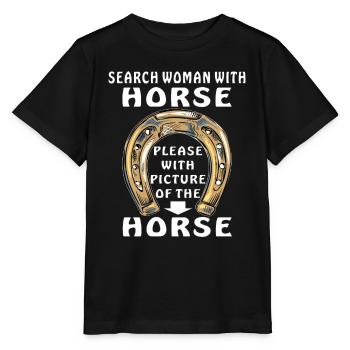HUFEISEN SEARCH WOMAN WITH HORSE - Stanley/Stella MINI CREATOR Kids’ T-Shirt - black - Front - Mikhail (115cm)