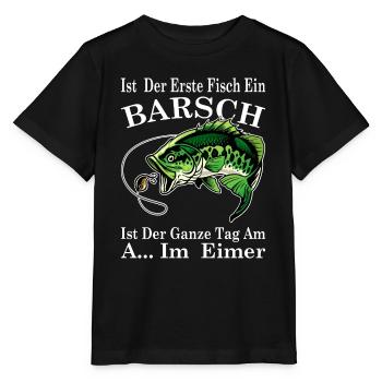 Ist der erste Fisch ein Barsch, ist der ganze Tag - Stanley/Stella Kinder T-Shirt MINI CREATOR  - Schwarz - Vorne - Mikhail (115cm)