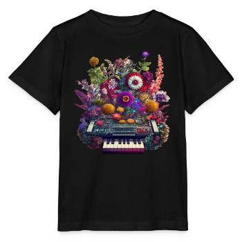 Floral Synthetizer komplizierte Blumen DJ Artwork - Stanley/Stella Kinder T-Shirt MINI CREATOR  - Schwarz - Vorne - Mikhail (115cm)