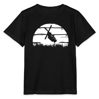 Skifahrer Trick - Berge - Wintersport - Sprung - Stanley/Stella Kinder T-Shirt MINI CREATOR  - Schwarz - Vorne - Mikhail (115cm)