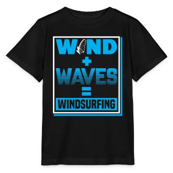WInd Surfing Wind Plus Waves For Wind Surfer - Stanley/Stella Kinder T-Shirt MINI CREATOR  - Schwarz - Vorne - Mikhail (115cm)