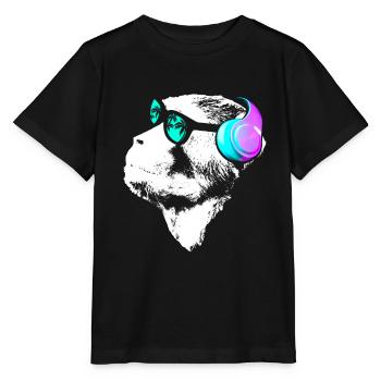 Affe DJ mit Kopfhörer und Sonnenbrille Geschenk Pa - Stanley/Stella Kinder T-Shirt MINI CREATOR  - Schwarz - Vorne - Mikhail (115cm)
