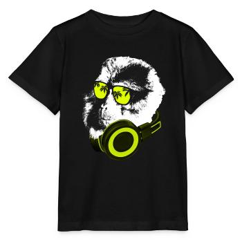 Affe DJ mit Kopfhörer und Sonnenbrille Geschenk Pa - Stanley/Stella Kinder T-Shirt MINI CREATOR  - Schwarz - Vorne - Mikhail (115cm)