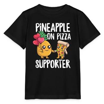 Funny Pineapple on Pizza Supporter Humor Cute - Stanley/Stella MINI CREATOR Kids’ T-Shirt - black - Front - Mikhail (115cm)