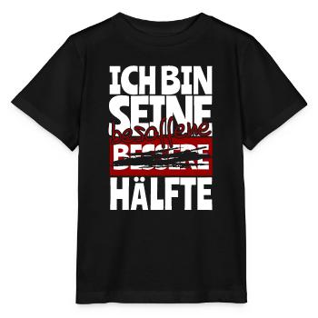 Ich bin seine Besoffene Hälfte Paarshirt Paardesig - Stanley/Stella Kinder T-Shirt MINI CREATOR  - Schwarz - Vorne - Mikhail (115cm)