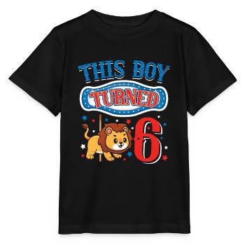 Carousel Birthday Party Lion Ce garçon a eu 6 ans - T-shirt bio MINI CREATOR Stanley/Stella Enfant - noir - Devant - Mikhail (115cm)