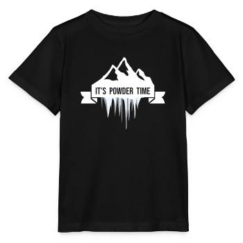 IT'S POWDER TIME - Ski Snowboard Freeriden - Stanley/Stella Kinder T-Shirt MINI CREATOR  - Schwarz - Vorne - Mikhail (115cm)