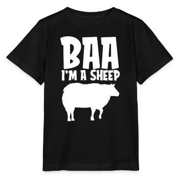 Baa Ich bin ein Schaf Lustiges Lazy Halloween Kostüm - Stanley/Stella Kinder T-Shirt MINI CREATOR  - Schwarz - Vorne - Mikhail (115cm)