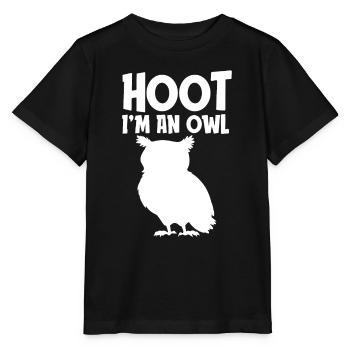 Hoot Ich bin eine Eule Lustiges faules Halloween Kostüm - Stanley/Stella Kinder T-Shirt MINI CREATOR  - Schwarz - Vorne - Mikhail (115cm)