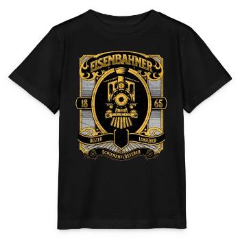Railway Train driver Engine driver Steam locomotive Railway - Stanley/Stella MINI CREATOR Kids’ T-Shirt - black - Front - Mikhail (115cm)