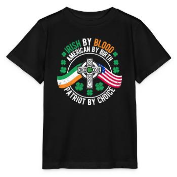 Irish American Flag Celtic Cross Lust - Stanley/Stella MINI CREATOR Kids’ T-Shirt - black - Front - Mikhail (115cm)