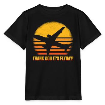 Dieu merci, c’est le jour du vol! Aviation Pilote Compagnie aérienne - T-shirt bio MINI CREATOR Stanley/Stella Enfant - noir - Devant - Mikhail (115cm)
