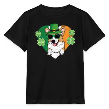 Welsh Corgi Dog Leprechaun Hat Irish Flag St. - T-shirt bio MINI CREATOR Stanley/Stella Enfant - noir - Devant - Mikhail (115cm)
