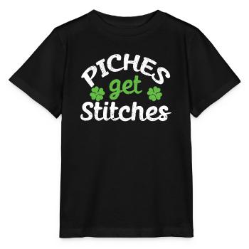 Pinches Get Stitches St Patrick's Day Shamrock Luck - Stanley/Stella MINI CREATOR Kids’ T-Shirt - black - Front - Mikhail (115cm)