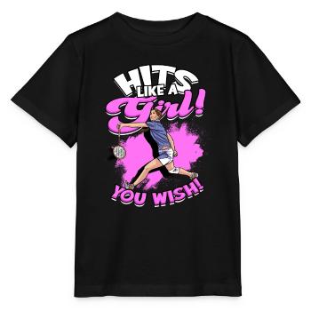Badminton Girl Spiking Sport Player Spike - Stanley/Stella MINI CREATOR Kids’ T-Shirt - black - Front - Mikhail (115cm)