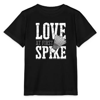Love with the first spike spiking badminton player - Stanley/Stella MINI CREATOR Kids’ T-Shirt - black - Front - Mikhail (115cm)