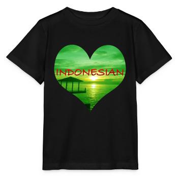 Indonesian Heart Design - Green - Stanley/Stella MINI CREATOR Kids’ T-Shirt - black - Front - Mikhail (115cm)